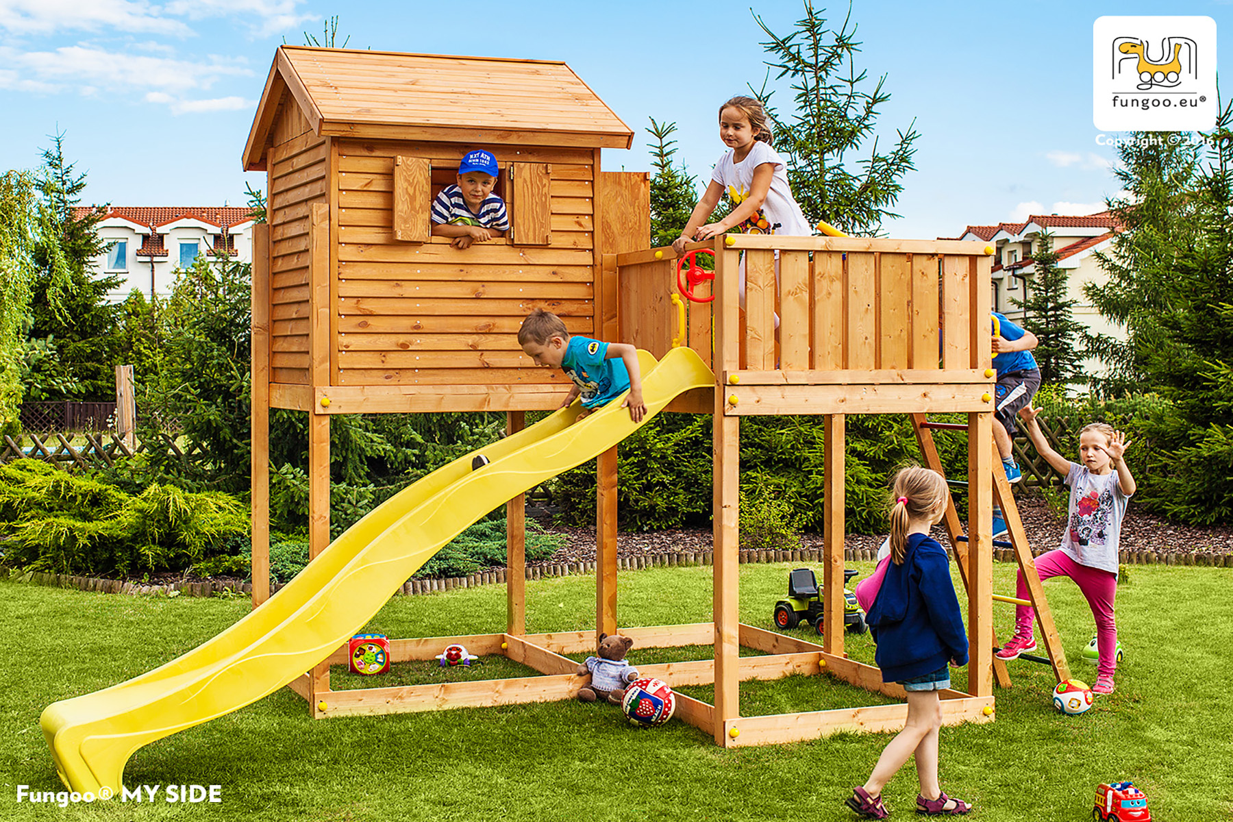 Wooden Playhouse With A Slide AMELIA