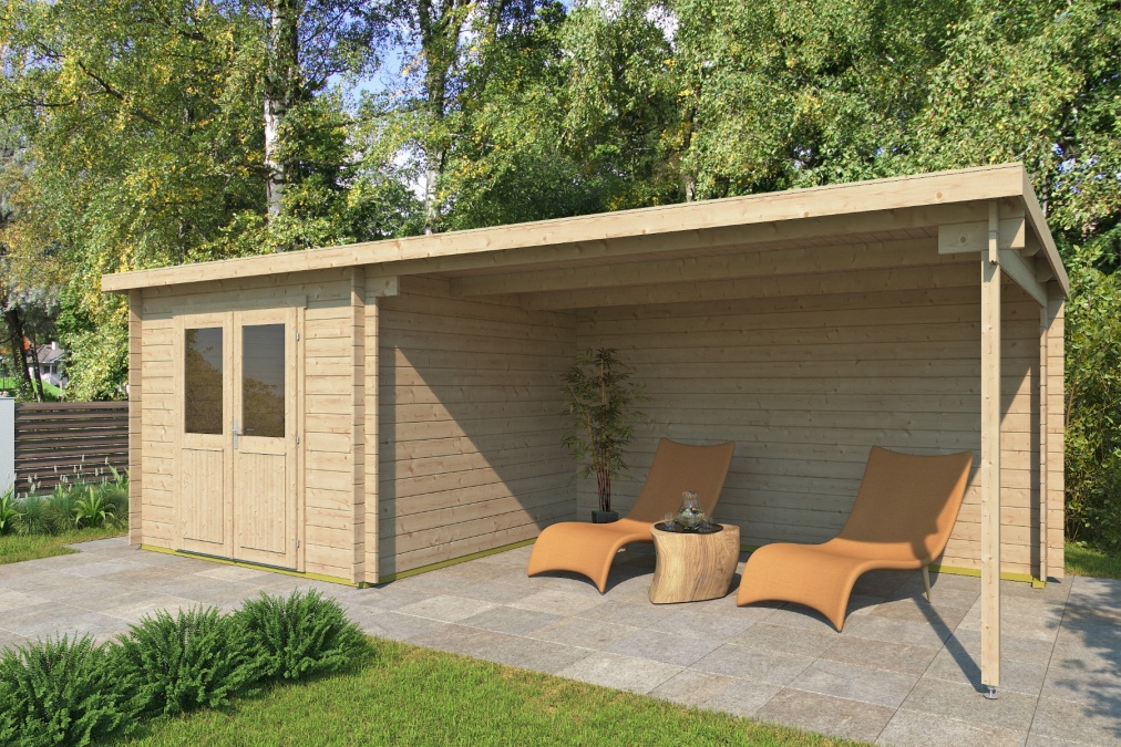 Garden Shed With Veranda GENT 28 B - GardenHouse24 UK