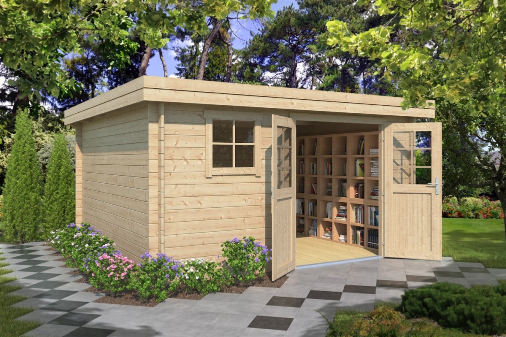 Spacious flat roof garden shed Ruth28 F | 3.8 x 3.8 m (12'5'' x 12'5'') 28 mm