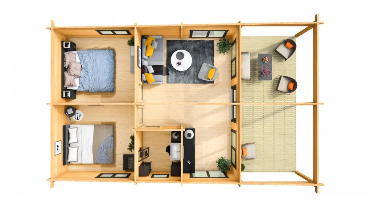 Vakantie- en zomerhuis HEIDI 70 | 12 x 4,6 m 70 mm