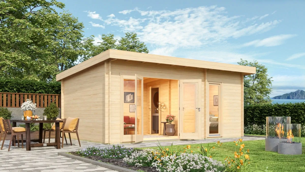 Wooden garden house with 3 rooms RITA 70 | 6.3 m x 4.1 m (20'7'' x
