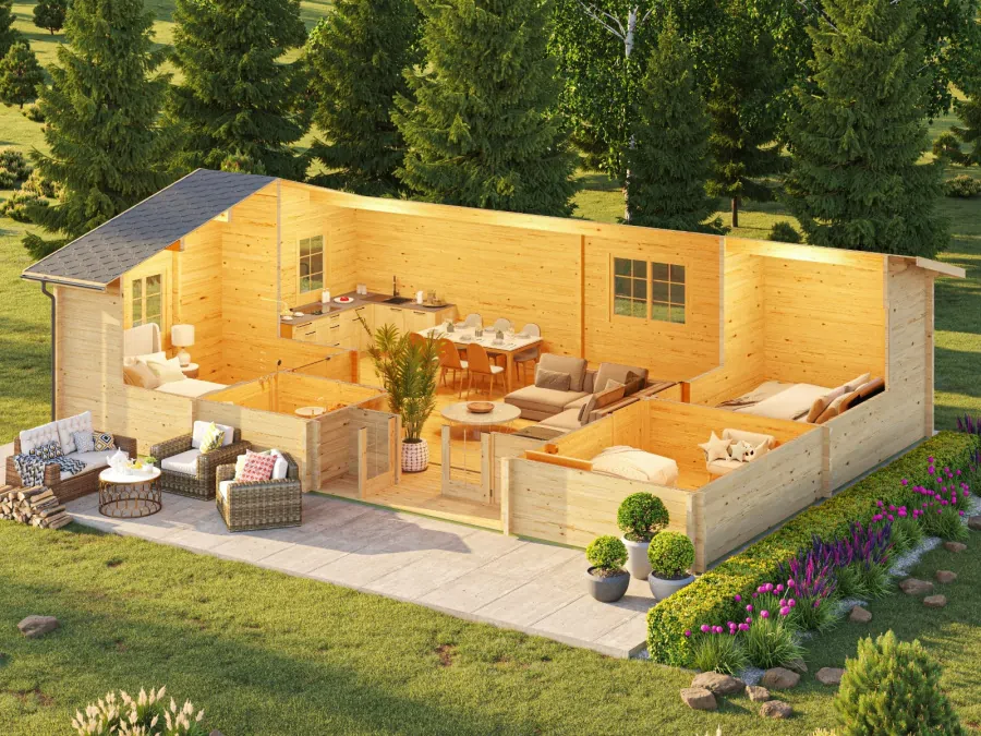 Jeujura 8049 Casa Di Tronchi In Legno, 240 Pezzi Per Costruire Una Casetta - Gioco Di Costruzione Francese Per Bambini Da 5 Anni, Stimola Manualità E Immaginazione